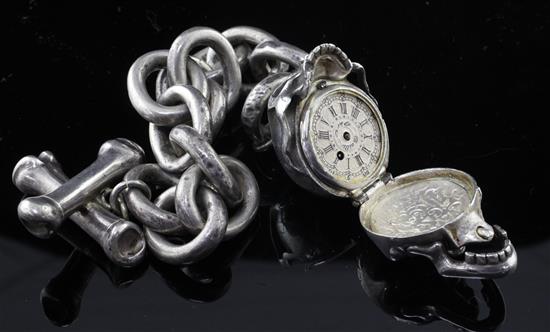 A 19th century novelty Memento Mori quarter repeating watch modelled as a skull.